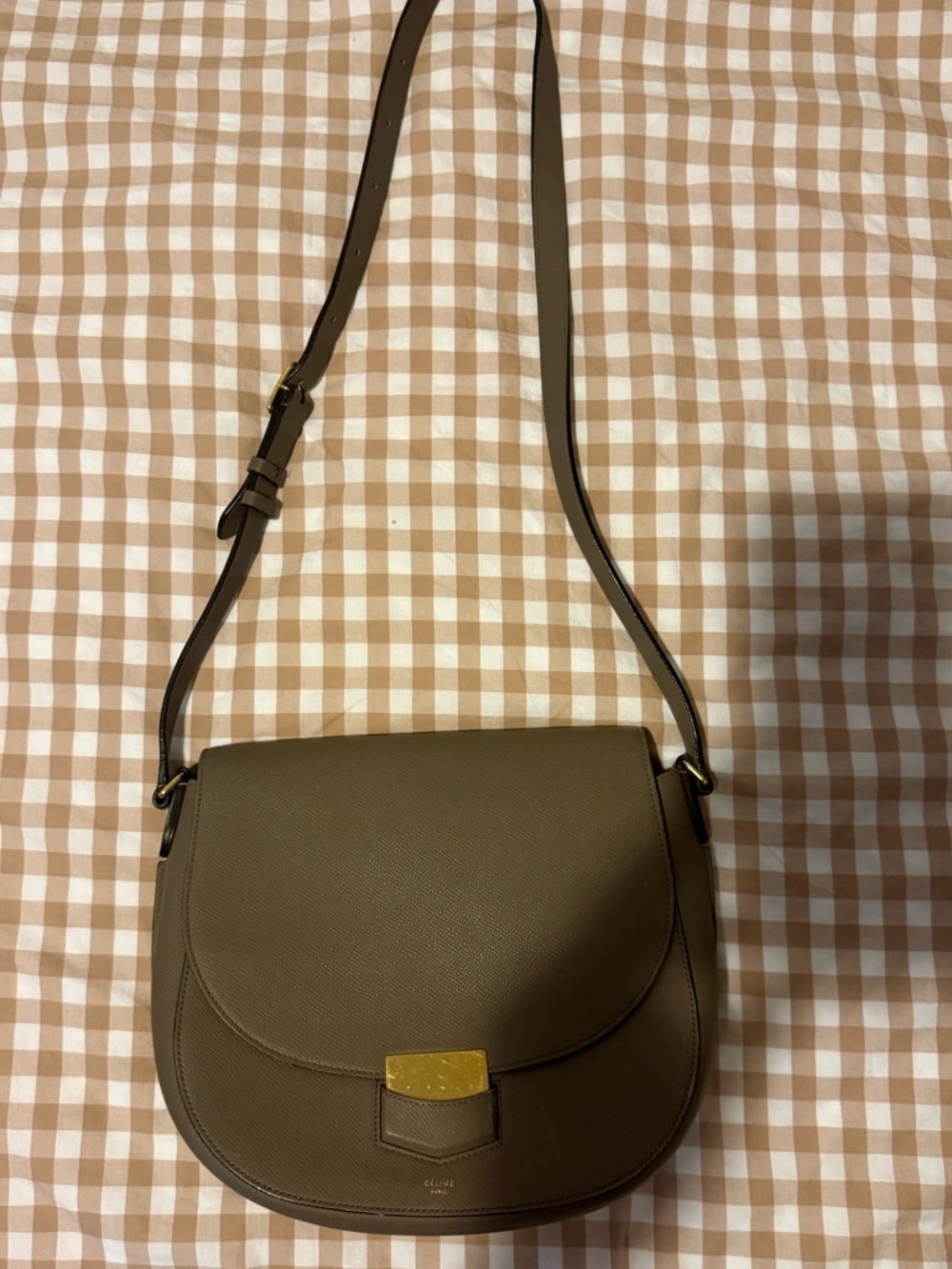 Celine medium trotted sling bag size taupe